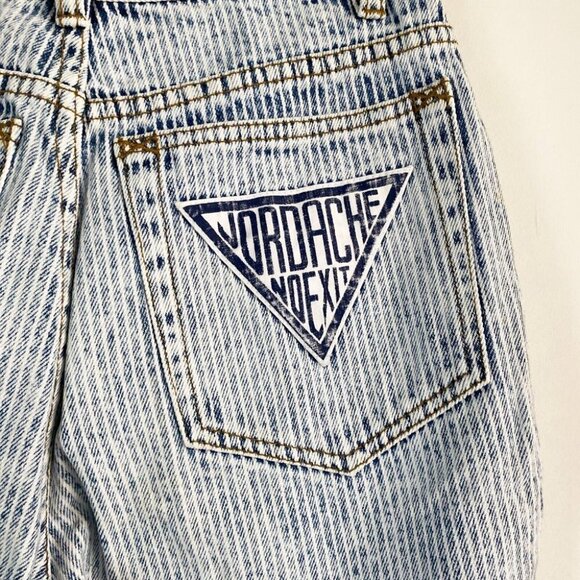 Vintage Jordache Denim Striped High Waist Bermuda Shorts 24"W - Picture 3 of 7